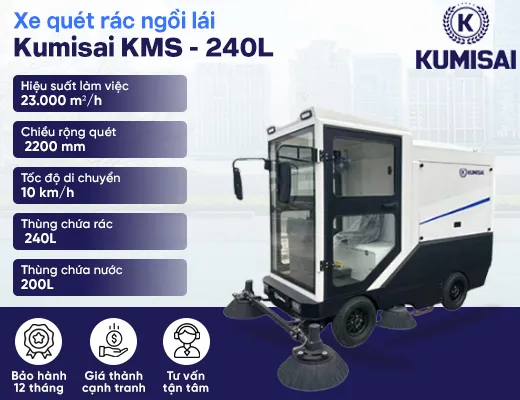 Xe quét rác ngồi lái Kumisai KMS - 240L - 2